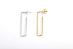 Large rectangle hoop gold earrings - Image 8