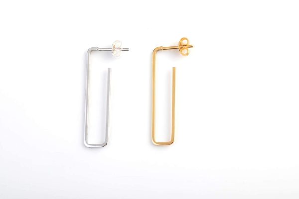 Geometric hoop earrings 7 Large rectangle hoop gold earrings - Image 8