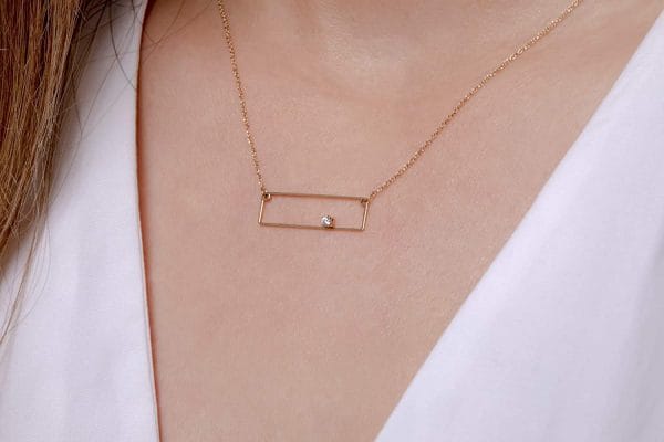 Geometric rectangular diamond necklace 1 Geometric rectangular diamond necklace - Image 1