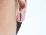 Gold diamond bar stud earrings