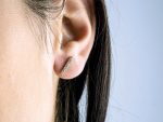 Gold diamond bar stud earrings - Image 3