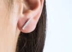 Gold diamond bar stud earrings - Image 4