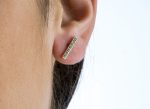 Gold diamond bar stud earrings - Image 5