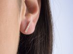 Gold diamond bar stud earrings - Image 6
