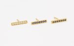 Gold diamond bar stud earrings - Image 7