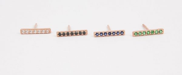 Gold diamond stud earrings 7 Gold diamond bar stud earrings - Image 8