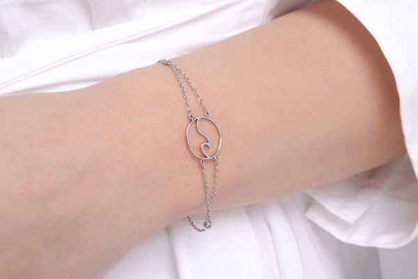 Gold wave bracelet with diamonds 3 Gold wave bracelet with diamonds - Image 4