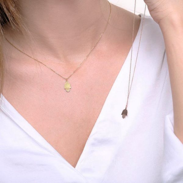 Hamsa hand gold necklace - Image 2