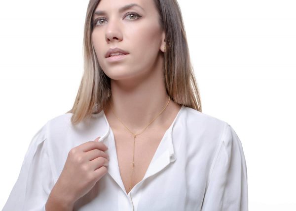 Handmade long gold beaded necklace - Image 4