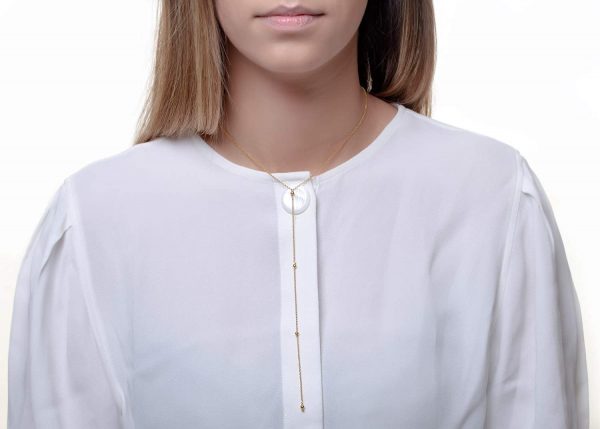 Handmade long gold beaded necklace - Image 6