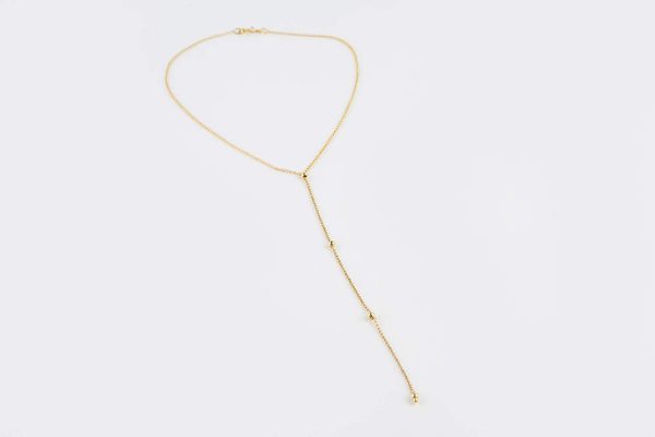 Handmade long gold beaded necklace - Image 2