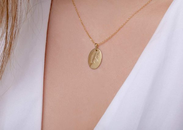 Engraved Custom oval disk necklace - Image 4