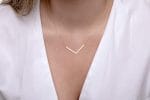 Large flat chevron gold necklace