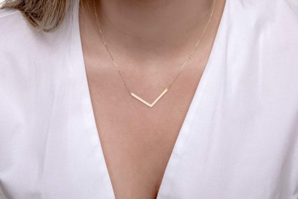Large chevron necklace 1 Large flat chevron gold necklace - Image 1