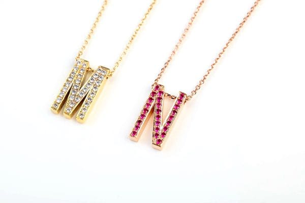 Large diamond initial gold necklace - Image 8