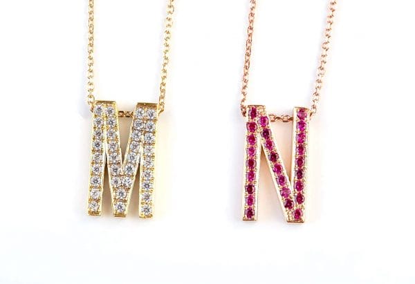 Large diamond initial gold necklace - Image 7