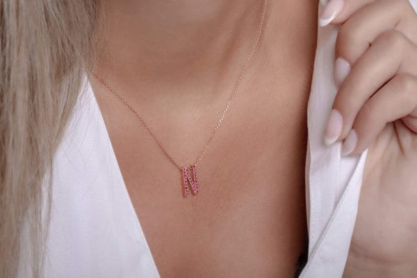 Large diamond initial gold necklace - Image 6