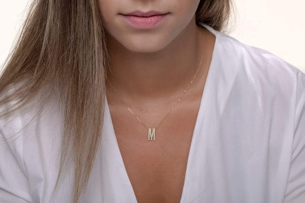 Large diamond initial gold necklace - Image 2