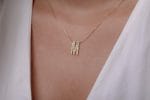 Large diamond initial gold necklace
