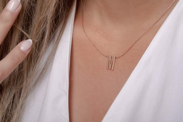 Large initial necklace 3 Large solid gold initial necklace - Image 3