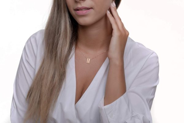 Large initial necklace 5 Large solid gold initial necklace - Image 5