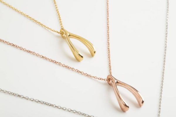 Large wishbone gold necklace - Image 5