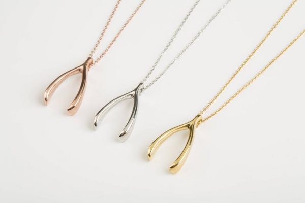 Large wishbone gold necklace - Image 6