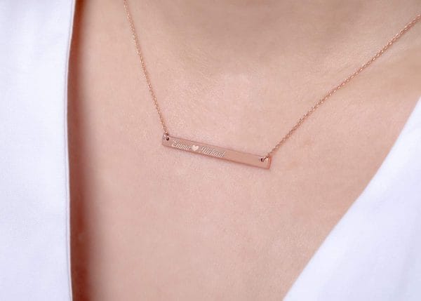 Personalized gold bar necklace - Image 5