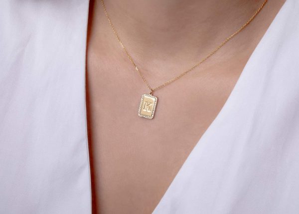 Square necklace framed with diamonds - Image 2