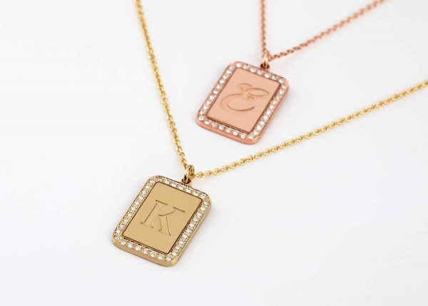 Square necklace framed with diamonds - Image 7