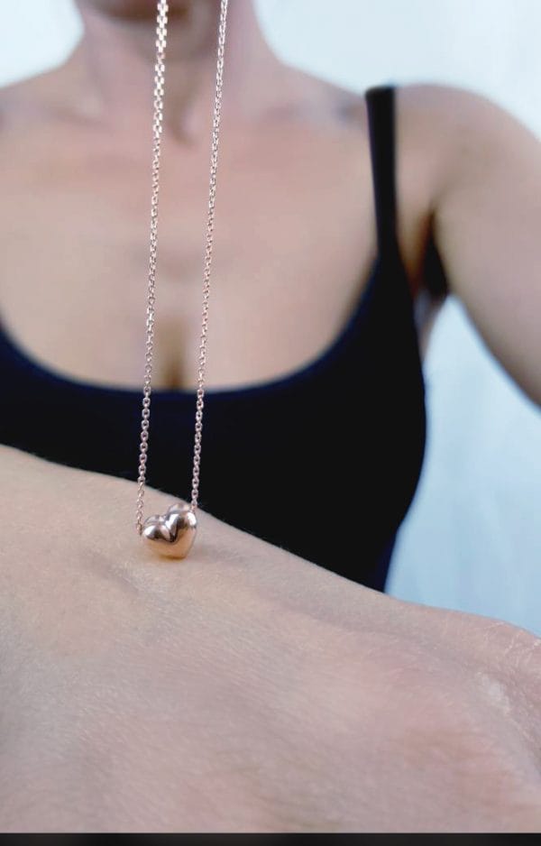 Puffy-Heart-necklace-1 Puffy gold Heart necklace - Image 1