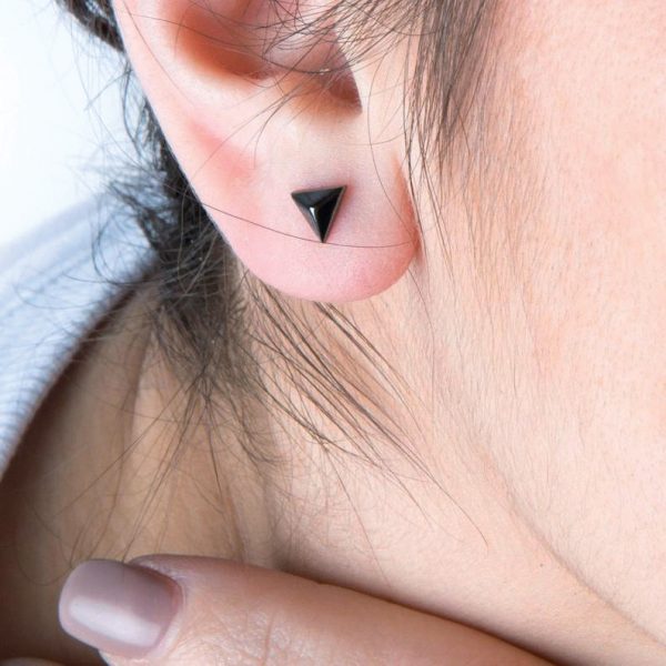 Pyramid-studs-3 Pyramid gold stud earrings - Image 4