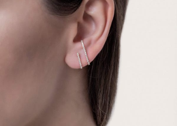 Single long diamond bar earring - Image 7