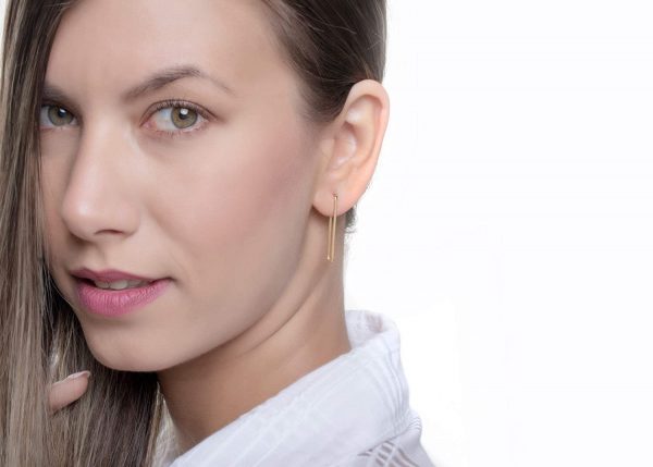 Small rectangle hoop earrings 5 Rectangle hoop earrings in solid gold - Image 7