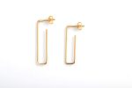 Large rectangle hoop gold earrings - Image 9