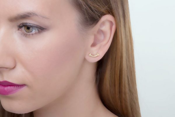 Smile-earrings-2 Smile stud gold earrings - Image 3