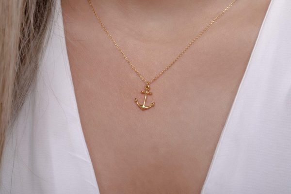 Solid gold anchor necklace - Image 1