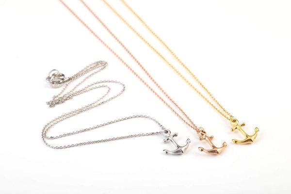 Solid gold anchor necklace - Image 3