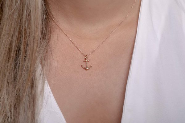 Solid gold anchor necklace - Image 6