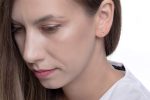Solid gold circle stud earrings
