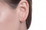 Solid gold circle stud earrings - Image 6