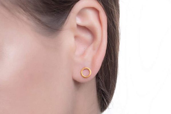 Solid gold circle earrings 4a Solid gold circle stud earrings - Image 6
