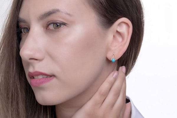 Solid gold turquoise earrings - Image 5