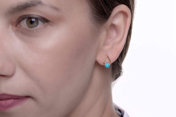 Solid gold turquoise earrings - Image 6