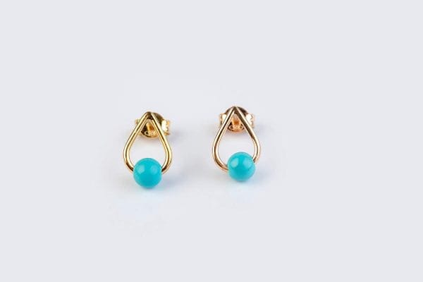 Solid gold turquoise earrings - Image 3