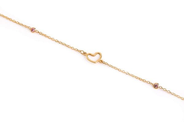 Tiny heart anklet 6 Solid Gold heart anklet - Image 5