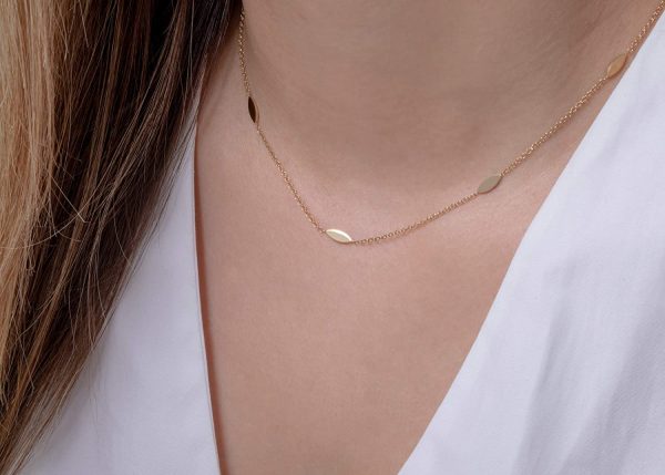 Five marquise gold chain necklace - Image 2