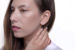 Tiny square gold stud earrings