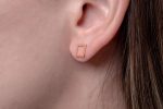 Tiny square gold stud earrings - Image 3