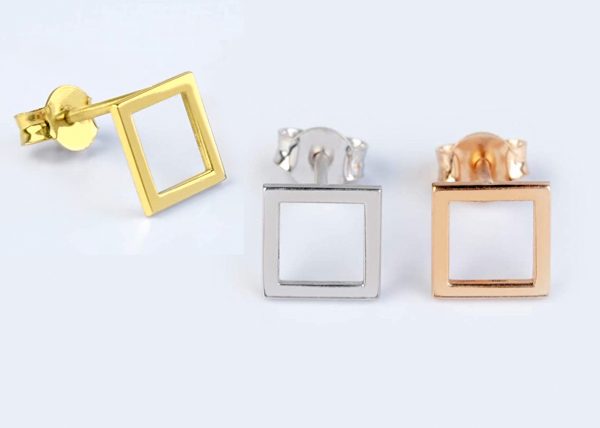 Tiny square stud earrings 3jpg Tiny square gold stud earrings - Image 4